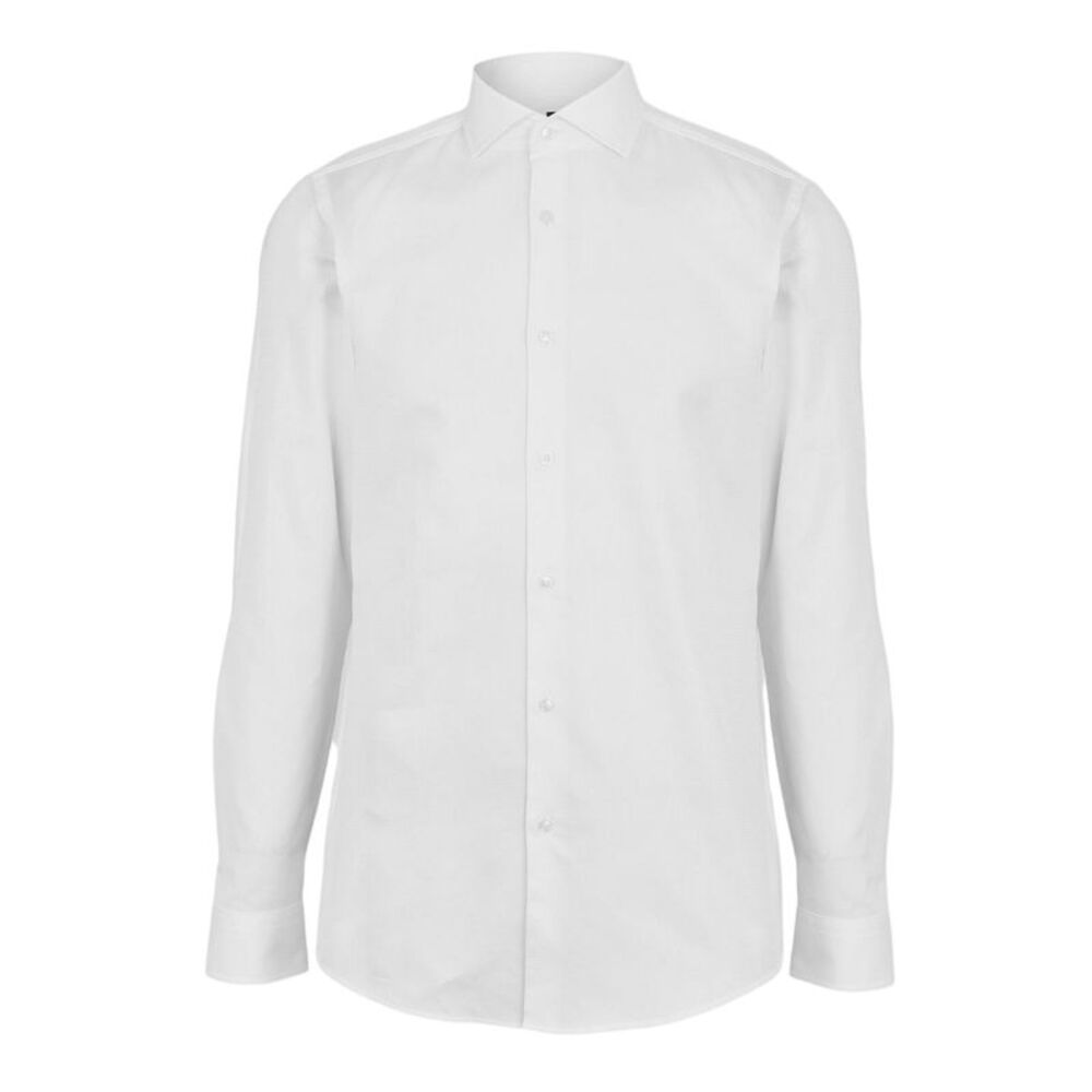 Boss Mens Oxford Spread Collar Long-Sleeved Shirt / White